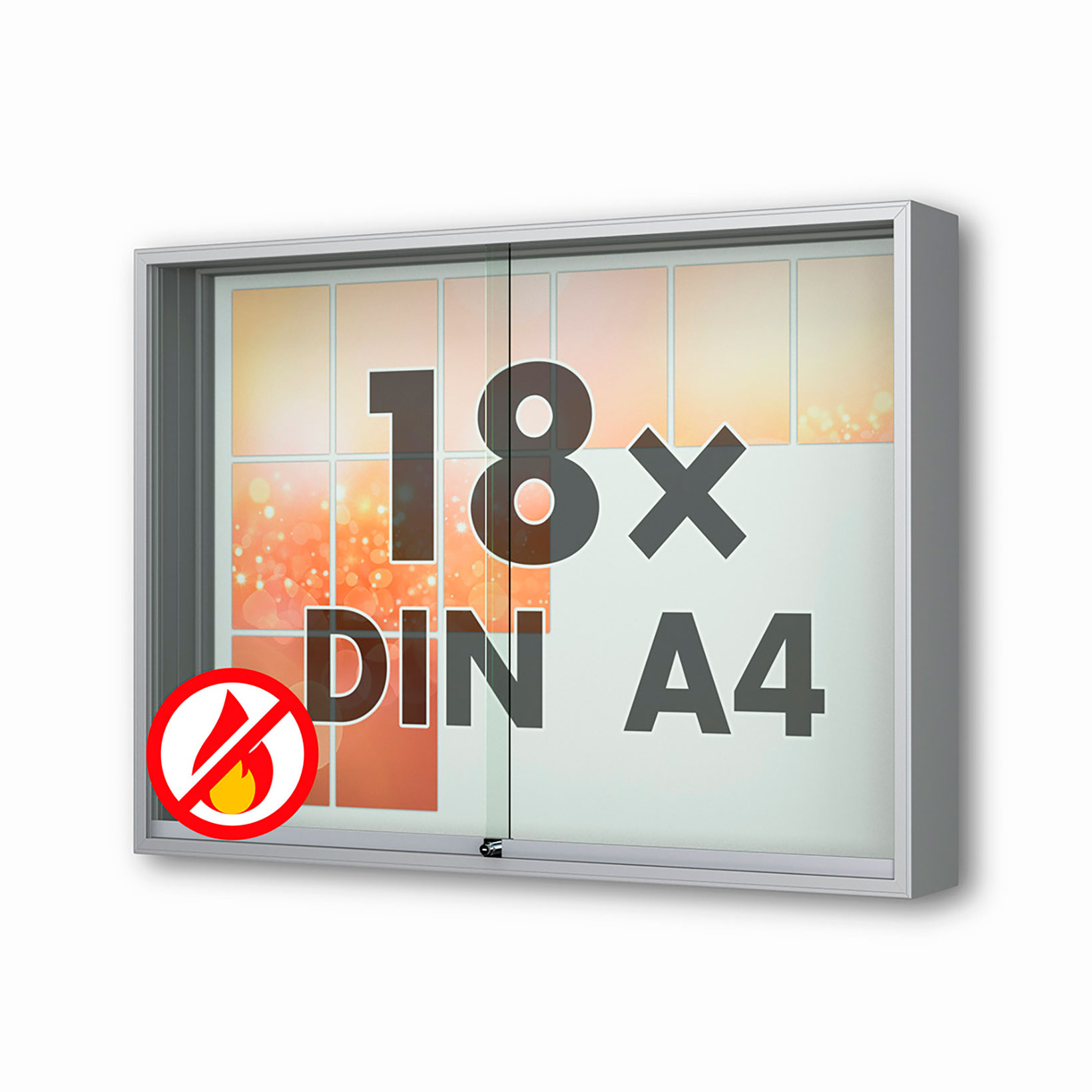 18 x DIN A4 Schaukasten Fortis mit Schiebetüren - 210 mm Bautiefe